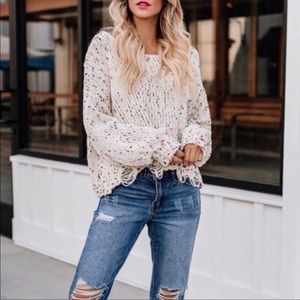 SOLD: Vici Distressed Pink Confetti Sweater